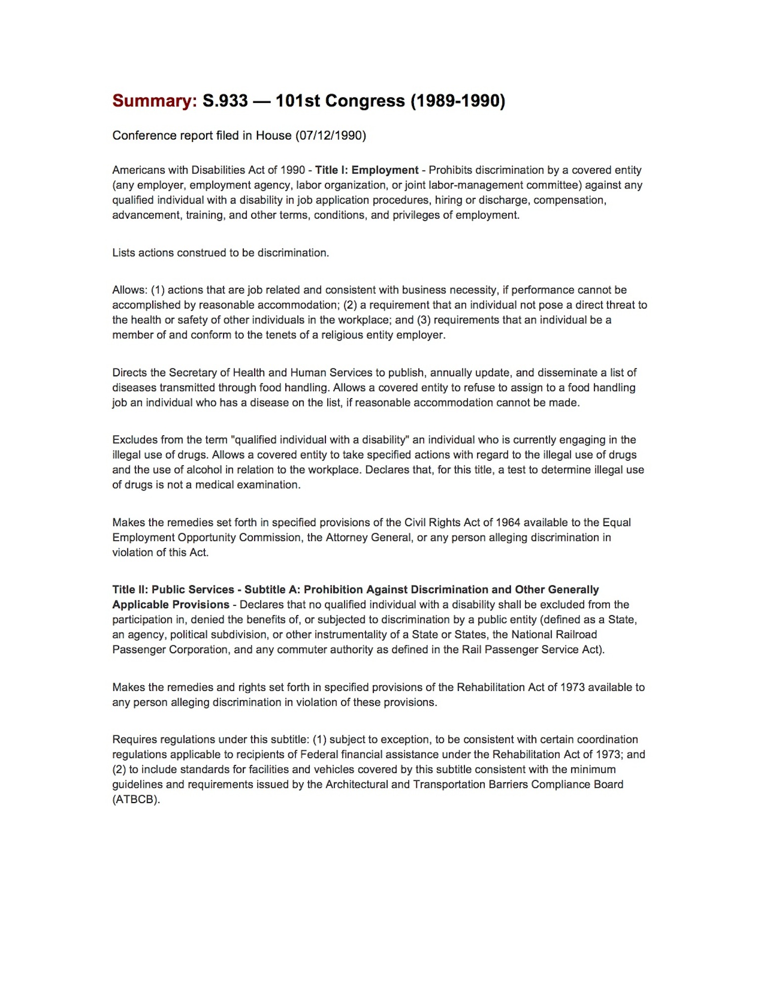 Americans with Disabilities Act
