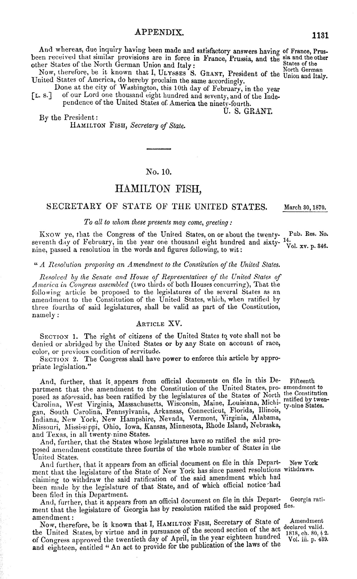 Certified 15th Amendment