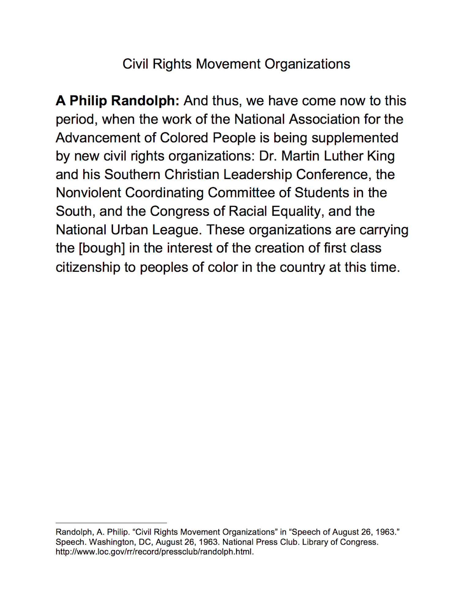 Civil Rights Movement Organizations
