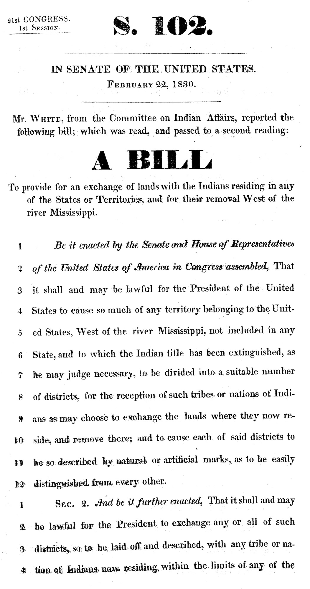 Indian Removal Bill