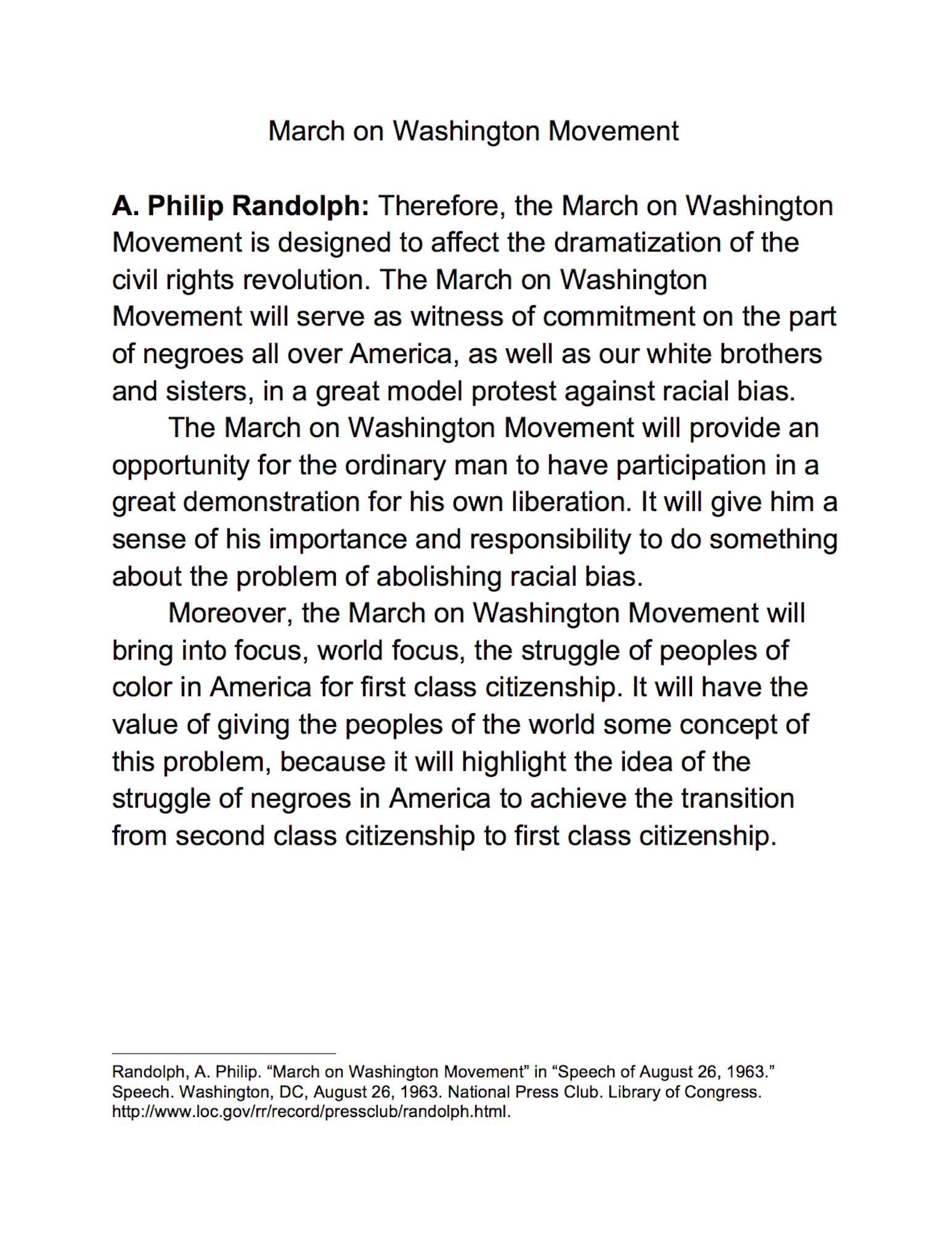 March on Washington Movement