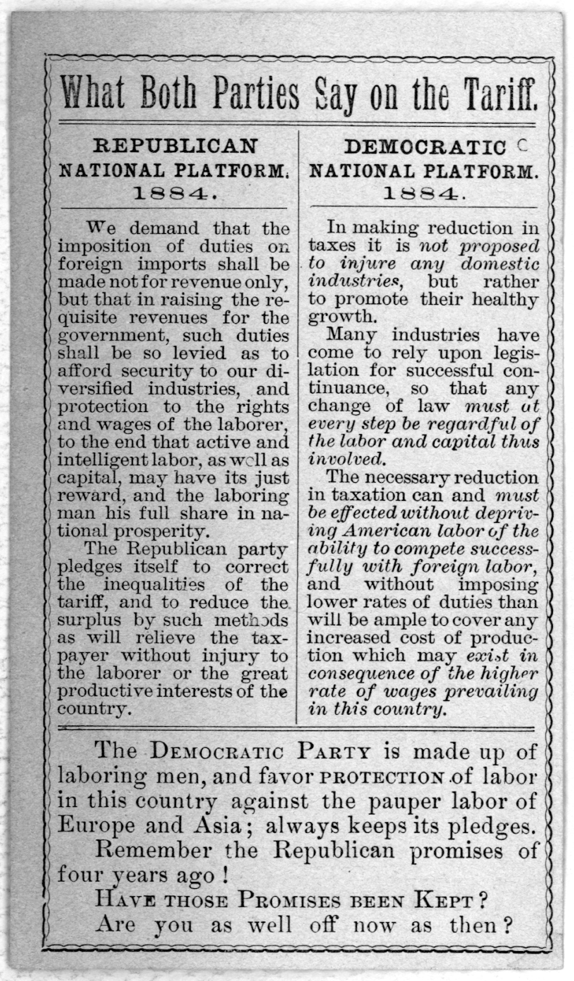 What Both Parties Say on the Tariff