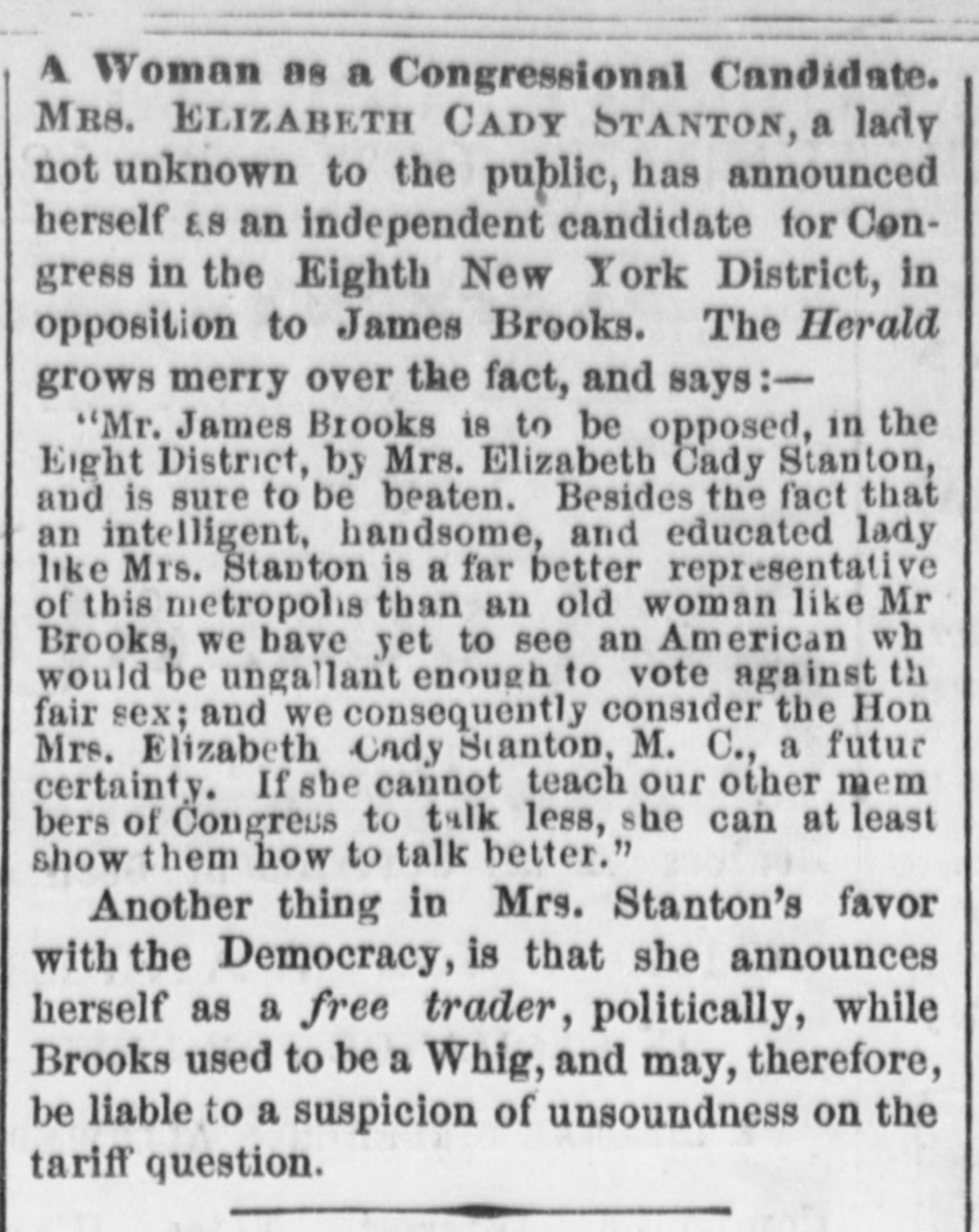 Woman as Congressional Candidate